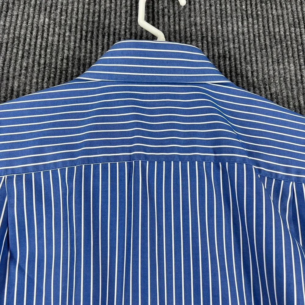 Banana Republic Shirt Mens 15-15.5 Medium Blue Striped Long‎ Sleeve Button Up